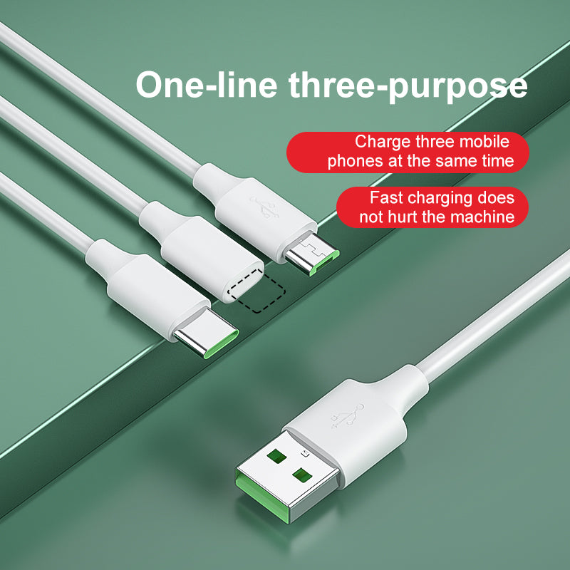 Original 3 in 1 Charging Cable 2.4A Fast Charging USB Cable for Android IOS Type-C