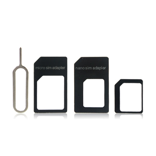 3 In 1 SIM Card Adapter Kit with Eject Pin Black