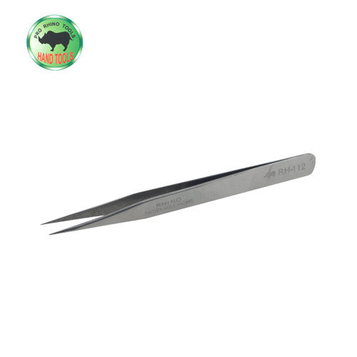 Pro Rhino Stainless Steel Tweezers Fine Tip Straight ST-12 Silver