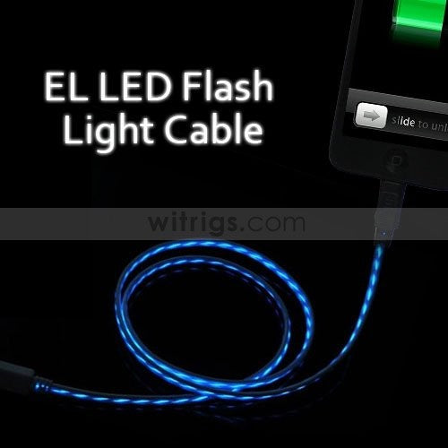 EL Visible luminous LED Light USB Charger Cable for iPhone/iPad/iPod Black