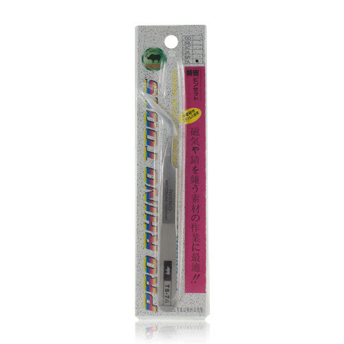 Pro Rhino Stainless Steel Tweezers Fine Tip Curved 7-SA Silver
