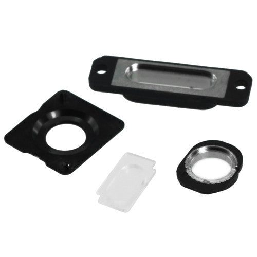 OEM Flash Cover+Camera Lens+Earphone Jack Ring+Charging Port Brackets for iPhone 5S Silver