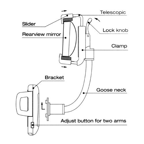 Universal 360° Rotating Car Rearview Mirror Car Holder Black