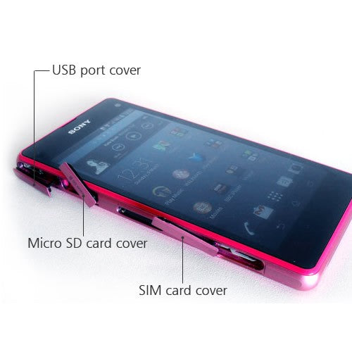 OEM Micro SD + SIM + USB Port Cover Flap for Sony Xperia Z1 Compact Pink