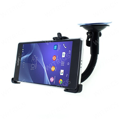360° Rotating Windshield Car Holder for Sony Xperia Z2 Flexible Gooseneck Black