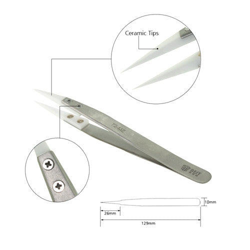 Best Exchange Tip Ceramic Tweezers Fine Tip Straight 72-MZ