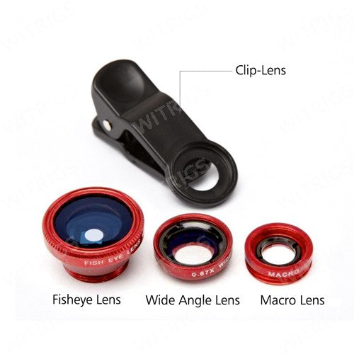 Universal 3 in 1 Clip Lens Red