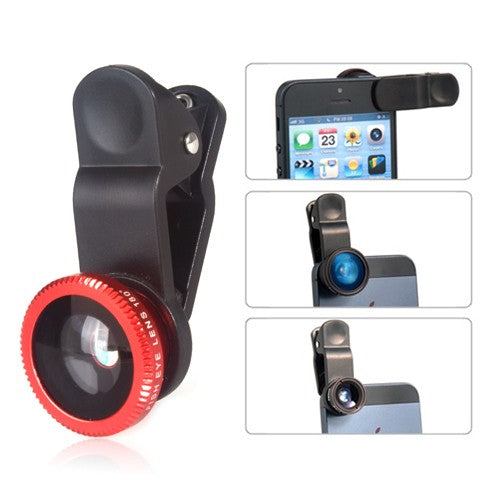 Universal 3 in 1 Clip Lens Red