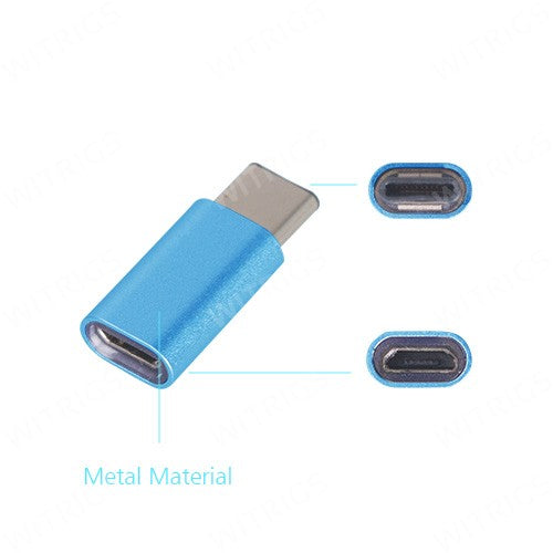 Metal USB Type-C to Micro USB Adapter for OnePlus Two Blue