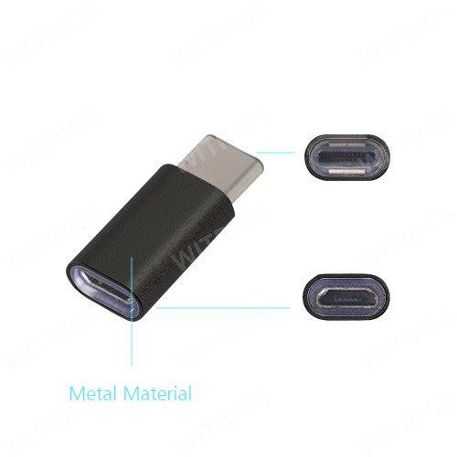 Metal USB Type-C to Micro USB Adapter for OnePlus Two Black