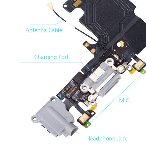 OEM Charging Port & Headphone Jack Flex for iPhone 6S Dark Gray