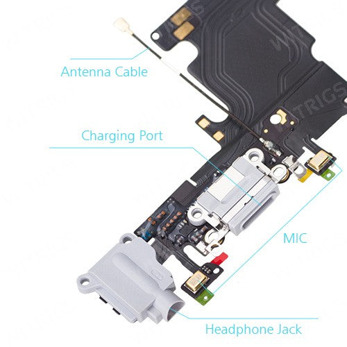 OEM Charging Port & Headphone Jack Flex for iPhone 6S Light Gray