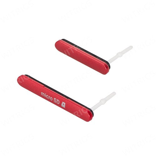 OEM Micro SD + USB Cover Flap for Sony Xperia M4 Aqua Red