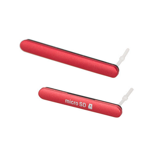 OEM Micro SD + USB Cover Flap for Sony Xperia M4 Aqua Dual Red