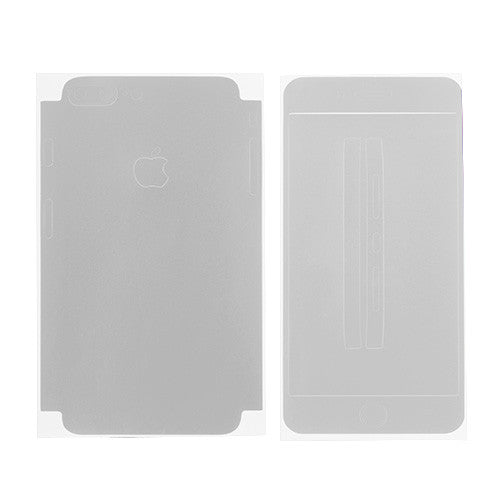 Full Front Screen Protector + Back Skin Sticker Set for iPhone 7 Plus Silver