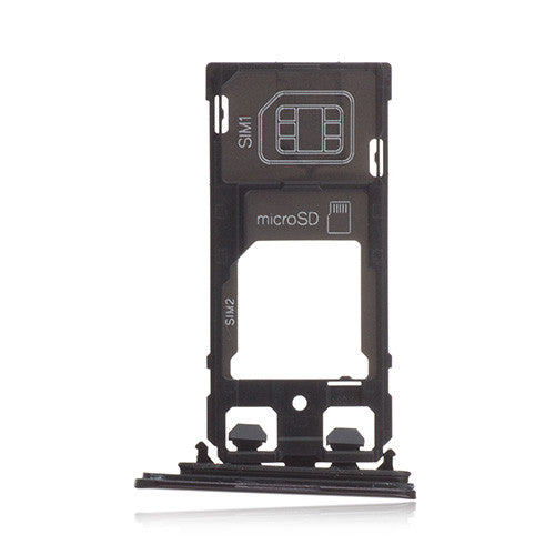 OEM SIM + SD Card Tray + Cover Flaps for Sony Xperia XZ Mineral Black