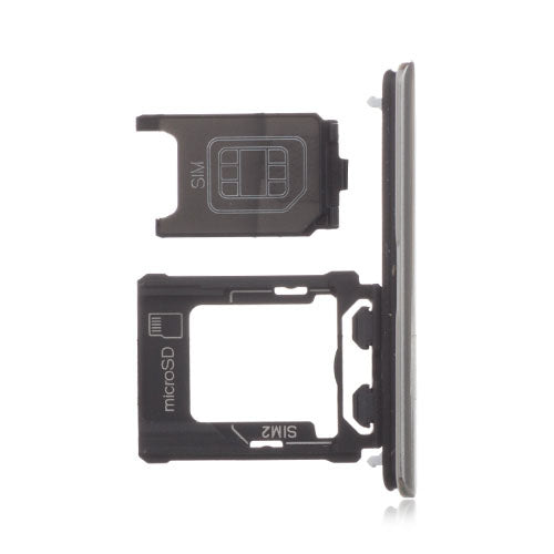 OEM Dual SIM Card Tray + SIM Cover Flap for Sony Xperia XZ Premium Luminous Chrome