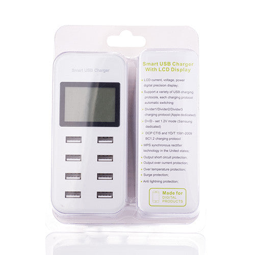 Smart USB Charger With LCD Display White