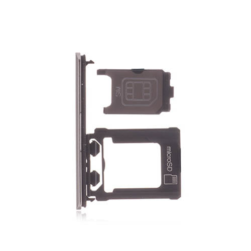 OEM SIM Card Tray + SIM Cover Flap for Sony Xperia XZ1 Warm Silver