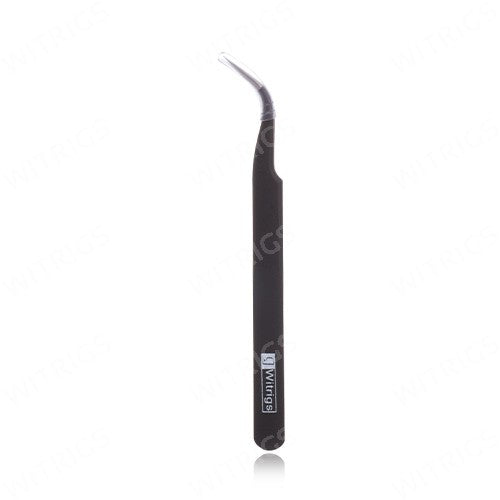 Witrigs ESD Safe Stainless Steel Tweezers Fine Tip Curved Black