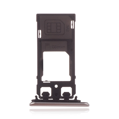 OEM SIM + SD Card Tray + Cover Flaps for Sony Xperia XZS Warm Silver