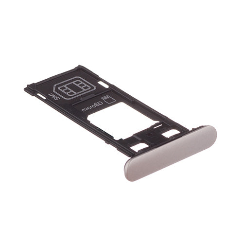 OEM SIM + SD Card Tray + Cover Flaps for Sony Xperia XZS Warm Silver