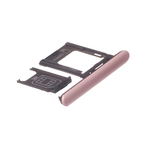 OEM Dual SIM Card Tray + SIM Cover Flap for Sony Xperia XZ1 Venus Pink