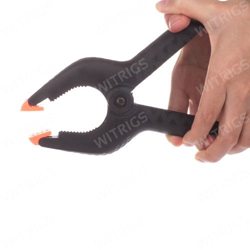 Cell Phone Retaining Holder with Clamp Black/Orange