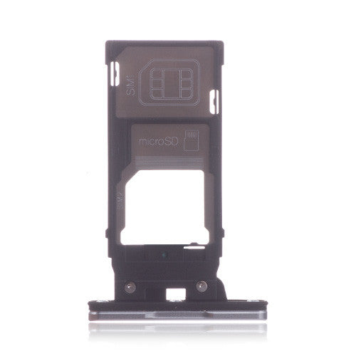 OEM Dual SIM Card Tray + SIM Card Cover Flap for Sony Xperia XZ2 Liquid Silver