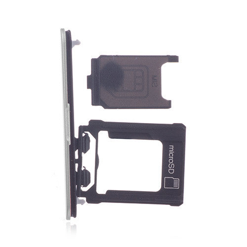 OEM SIM Card Tray + SIM Cover Flap for Sony Xperia XZ1 Compact White Silver