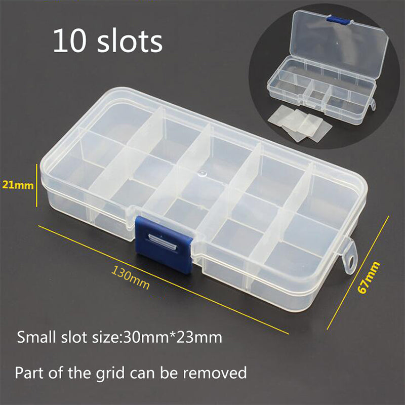 10 Slots Cells Tool Storage Box for Small Component Transparent