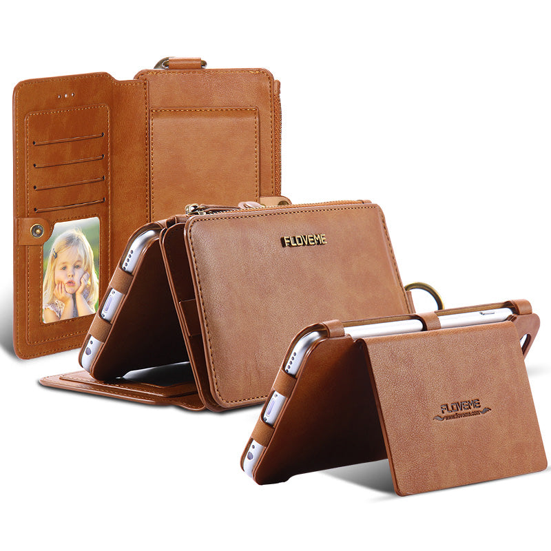 Floveme Classic Fashion Wallet Case for Samsung Galaxy Note 10 Brown