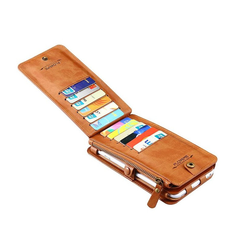 Floveme Classic Fashion Wallet Case for Samsung Galaxy Note 10 Brown