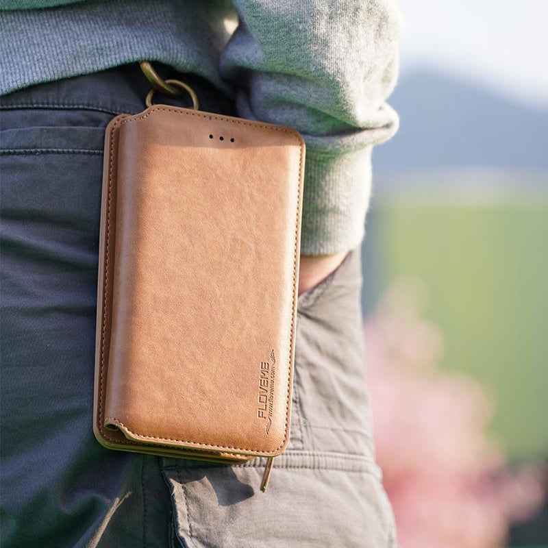 Floveme Classic Fashion Wallet Case for Samsung Galaxy Note 10 Brown