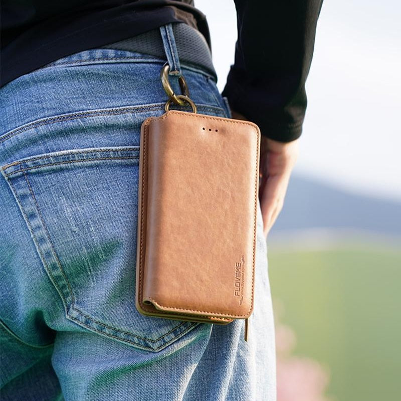 Floveme Classic Fashion Wallet Case for Samsung Galaxy S20 Ultra Brown