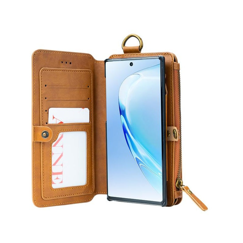 Floveme Classic Fashion Wallet Case for Samsung Galaxy S20 Brown