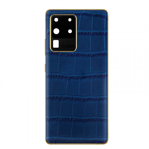 Custom Luxury Battery Cover with Frame for Samsung Galaxy S20 Ultra Blue