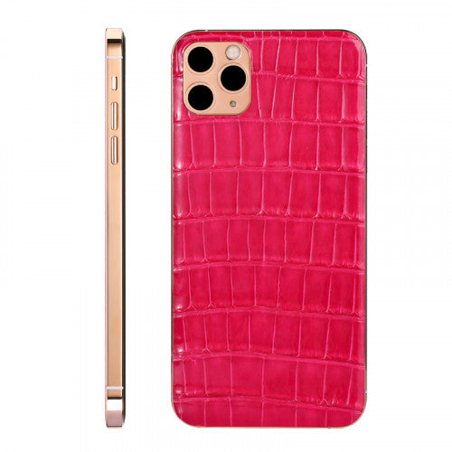 Leather Version Custom Rear Housing for iPhone 11 Pro Max Alligator Leather Red