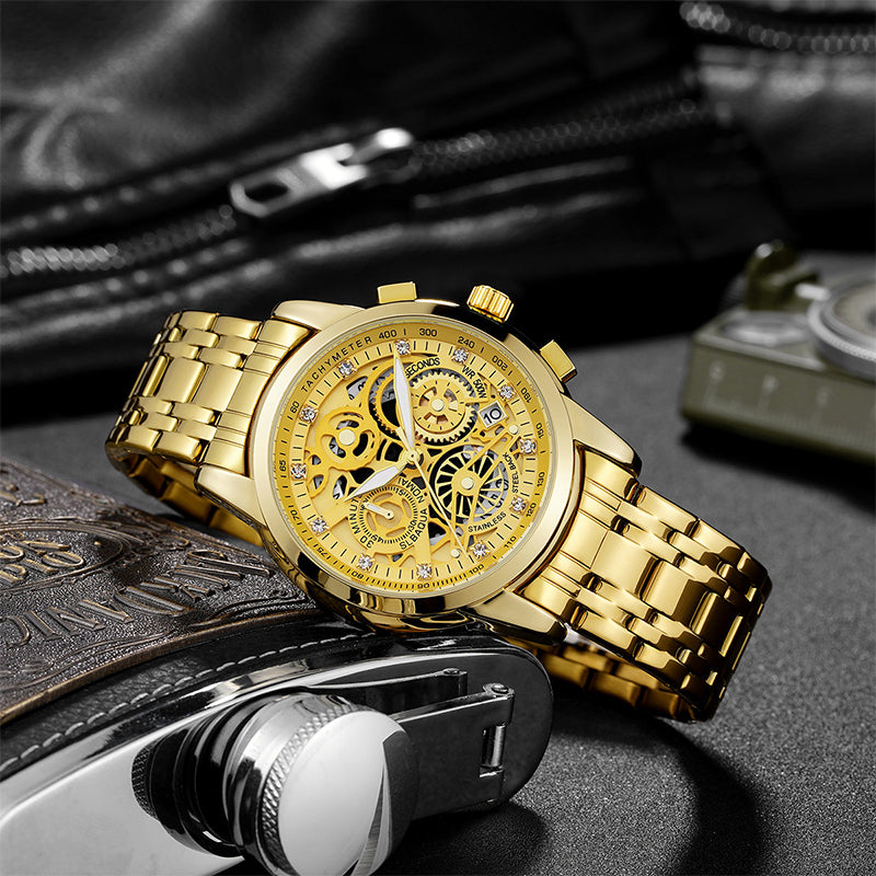 NEKTOM Hollow Out Watch Luminous Waterproof Watch Gold