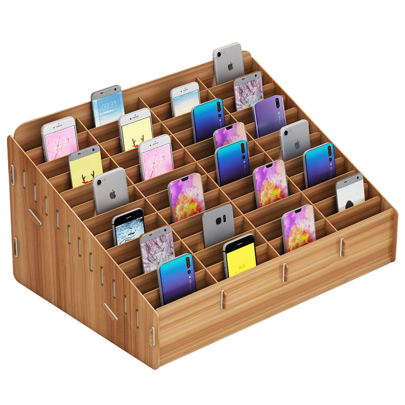 Storage Wood Box Cell Phone Organize Box (Brown-45)