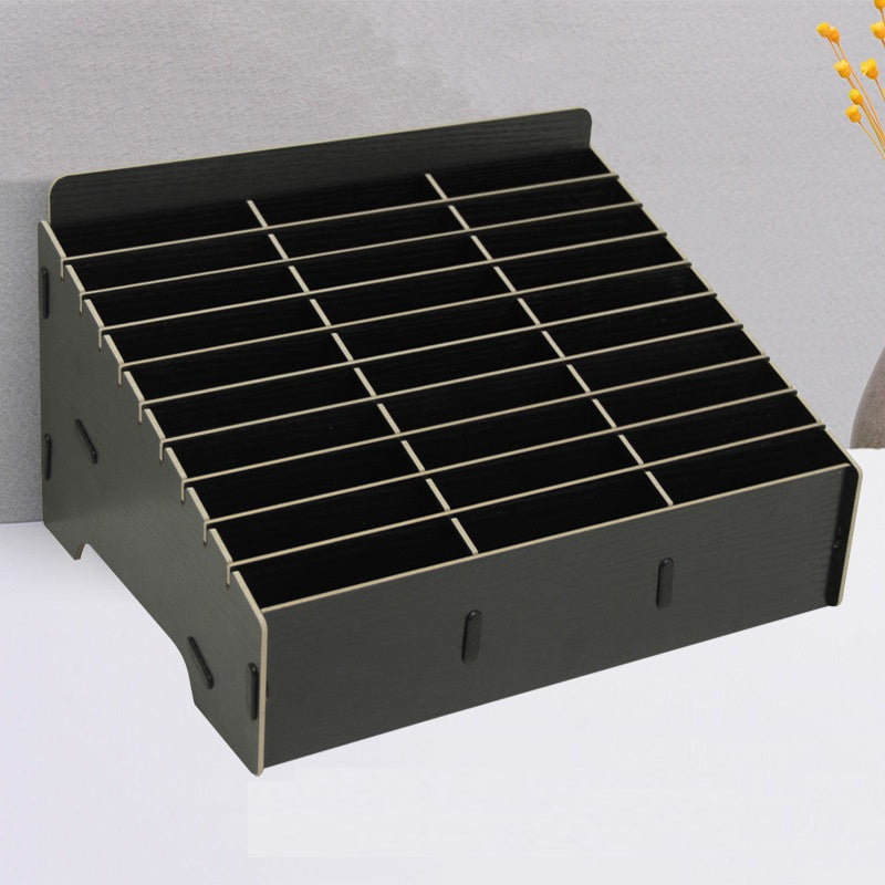 Storage Wood Box Cell Phone Organize Box (Black-30)