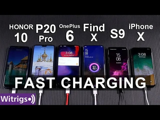 FAST CHARGING TEST | OPPO Find X Super VOOC vs OnePlus 6 vs iPhone X vsS9 vs P20 Pro vs Honor 10