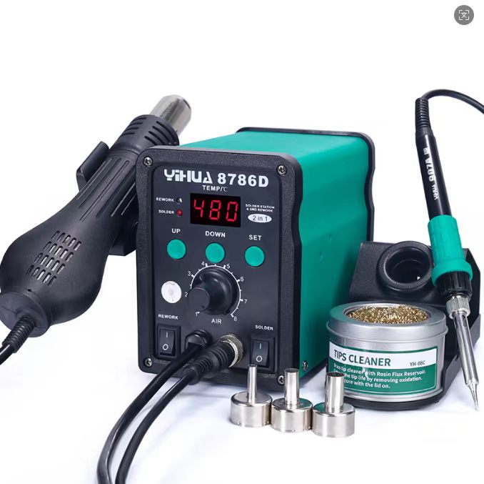 2 in 1 Heating Gun and Soldering Iron station YIHUA-8786D （EU plug）