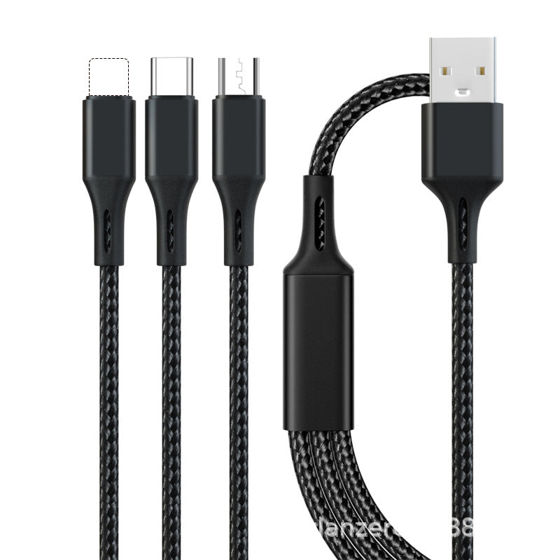Multi functional data cable 3 in 1 Charger Cable Nylon Braided Multiple USB Cable Universal Charging Cord For Type-C /Micro USB /iPhone