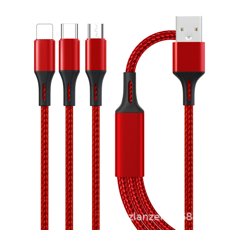 Multi functional data cable 3 in 1 Charger Cable Nylon Braided Multiple USB Cable Universal Charging Cord For Type-C /Micro USB /iPhone