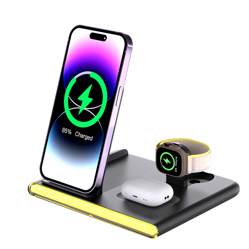 15W fast charging station wireless charger 4 in 1 for iPhone/Apple Watch/AirPods