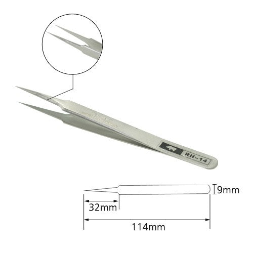 Pro Rhino Stainless Steel Tweezers Fine Tip Tapered 2-SA Silver