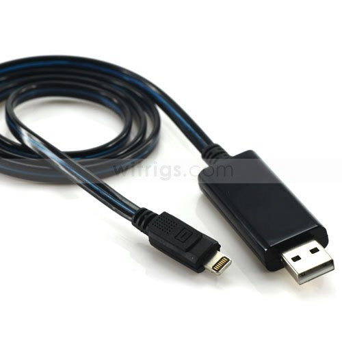 EL Visible luminous LED Light USB Charger Cable for iPhone/iPad/iPod Black