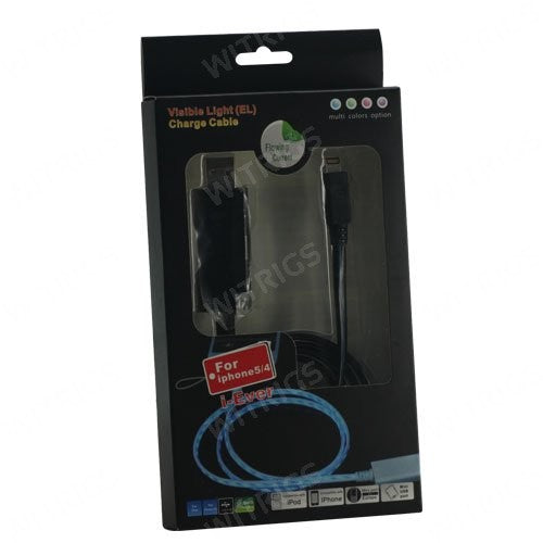 EL Visible luminous LED Light USB Charger Cable for iPhone/iPad/iPod Black