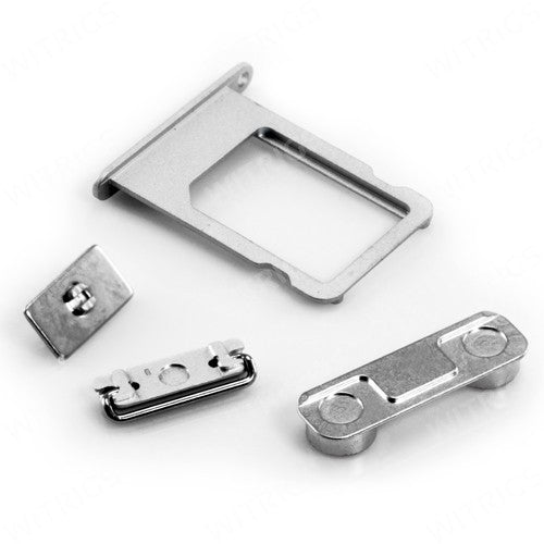 OEM Sim Card Tray with Side Button Set for iPhone 5S Silver